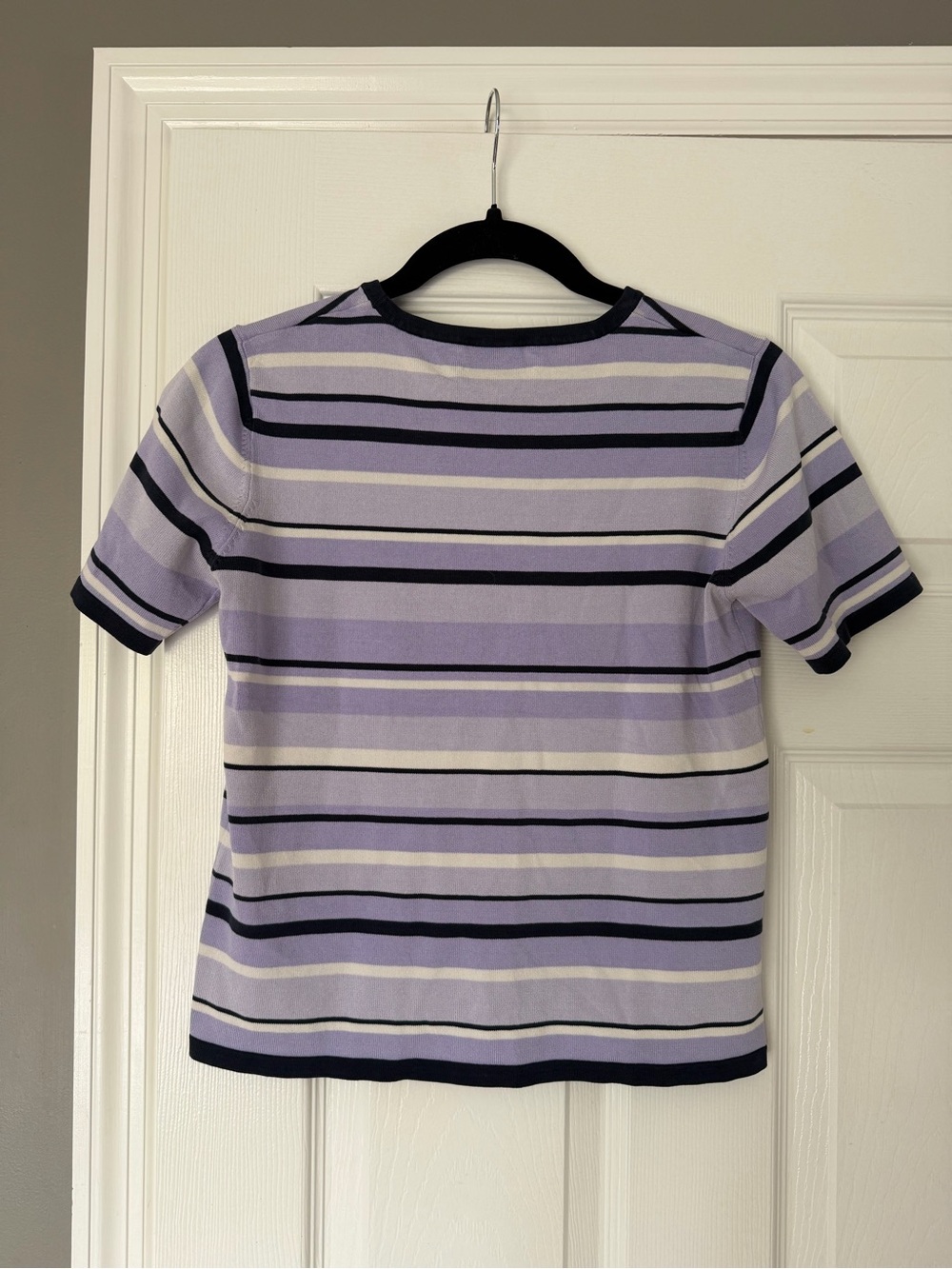 Vintage Pendleton Silk Blend Sweater Small Purple Navy White Striped - Picture 2 of 3